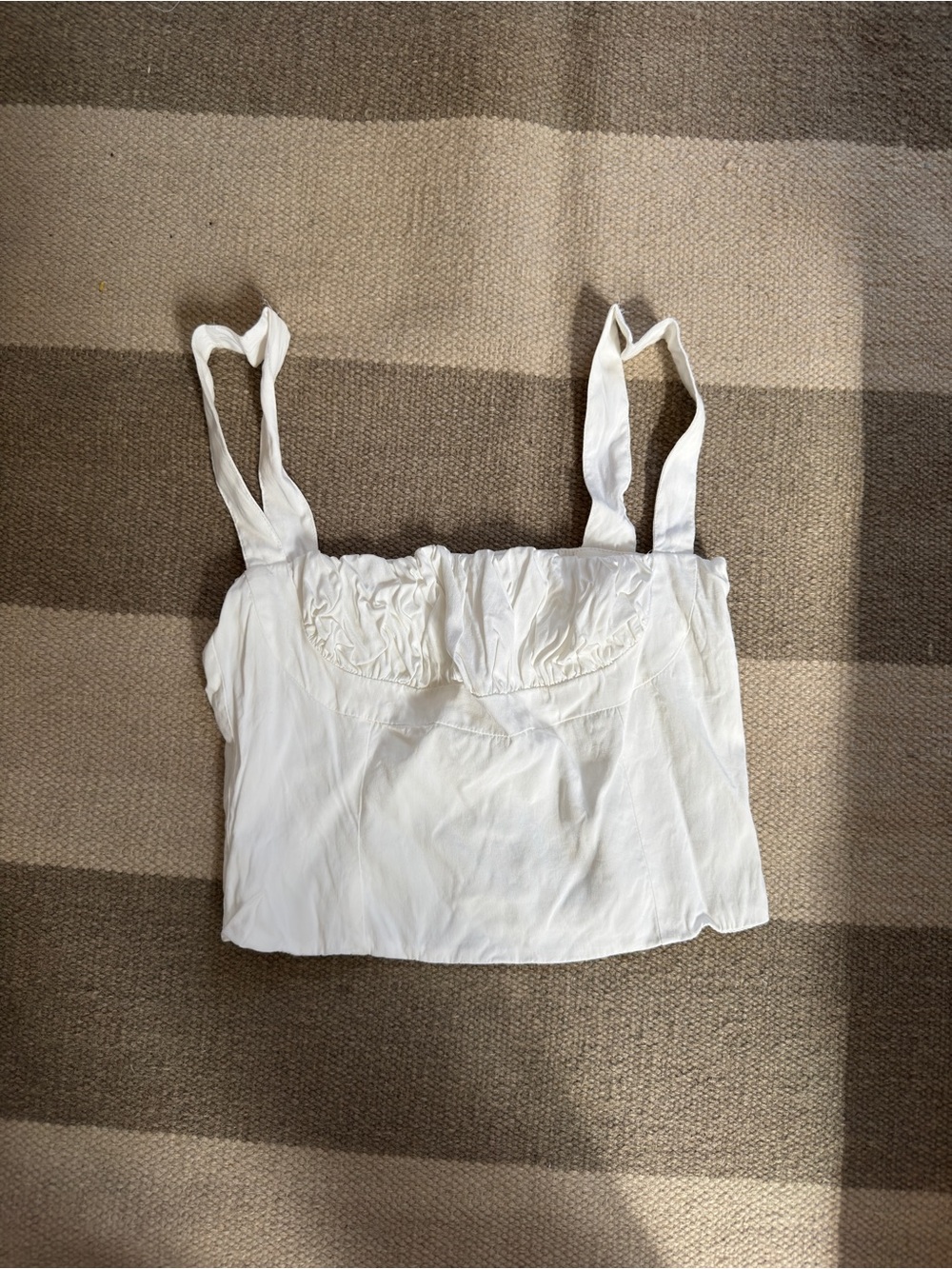 BAMBA Women's White Cotton Tie-Strap Crop Top